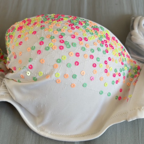 Victoria’s Secret Swim 🏊‍♀️ 36C Sequins Strapless Back Tie Top Retails: $40 - Picture 3 of 8